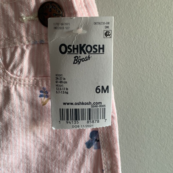 OshKosh B’gosh NWT Baby Floral Denim Overall Dress Sz. 6 months - Picture 3 of 3